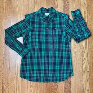 Vineyard Vines - Women's Blue & Green Plaid Button-Down Shirt - Size 8